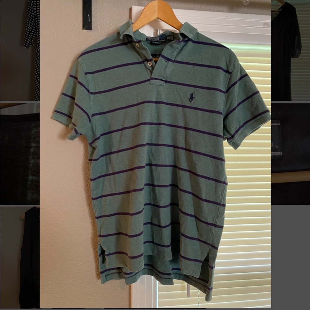 Polo Ralph Lauren Custom Fit Green Striped Polo